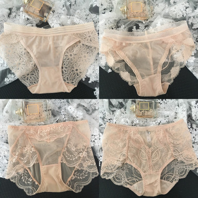 欧美网纱透明低腰裸色女士内裤
