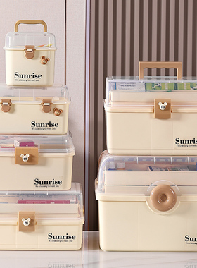 药箱收纳盒大容量家用家庭装急救药箱加固分类特大号常用药收纳盒