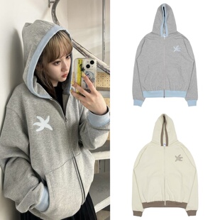 韩国小众品牌女 现26春款 MOMENT COLDEST 减龄海星刺绣卫衣 THE