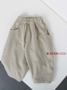 2025秋款男童森系大口袋休闲裤女童宝宝斜纹梭织萝卜裤童装长裤潮