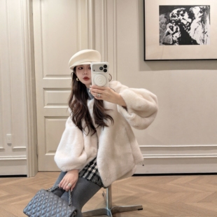 PINZIKO 大兔子 轻奢高级感环保皮草显瘦百搭皮毛一体外套