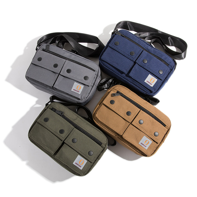韩版休闲单肩包男士青年工装风斜挎包日系简约帆布手机包小挎包潮