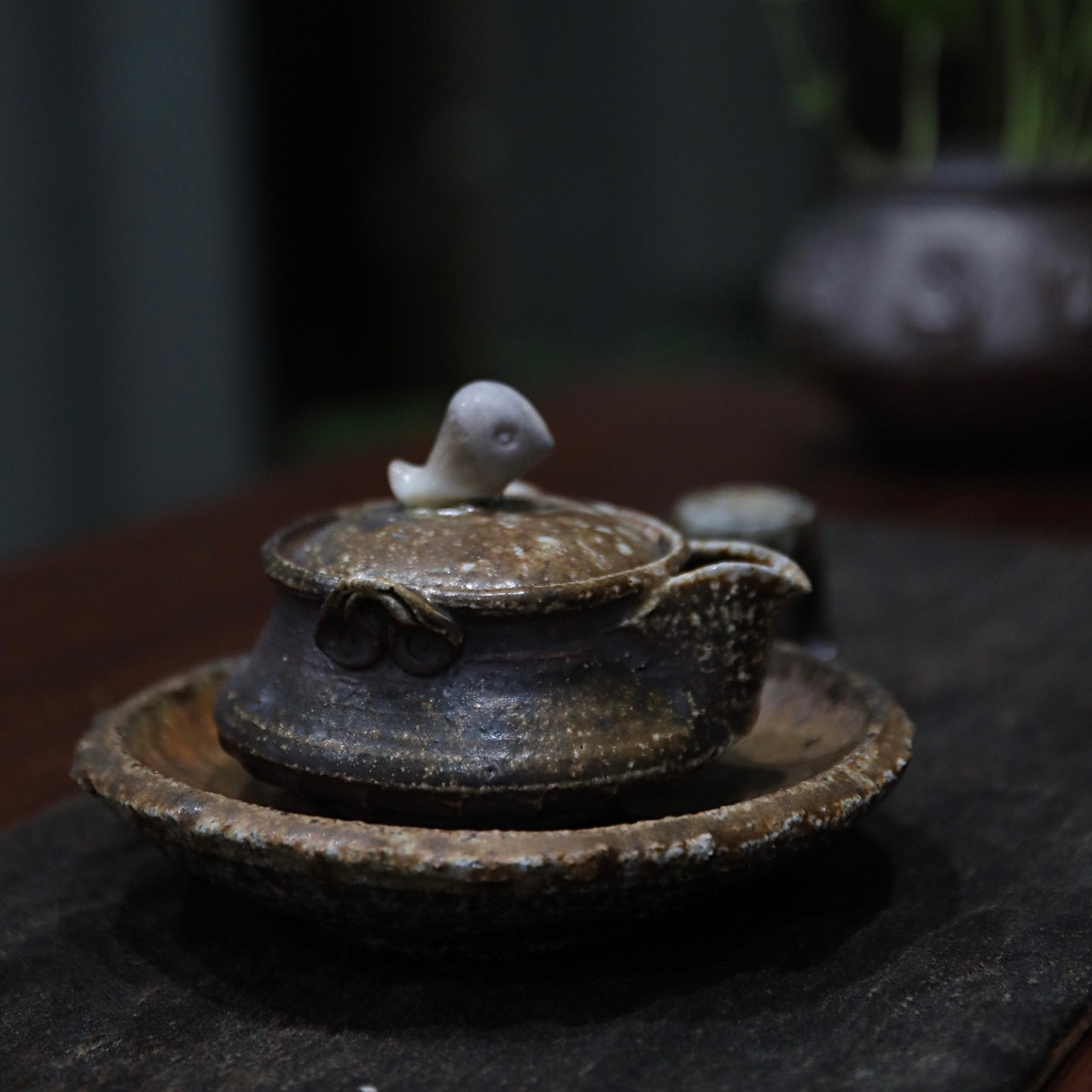 林连手作 柴烧云雀宝瓶粗陶纯手工茶壶茶具茶道配件
