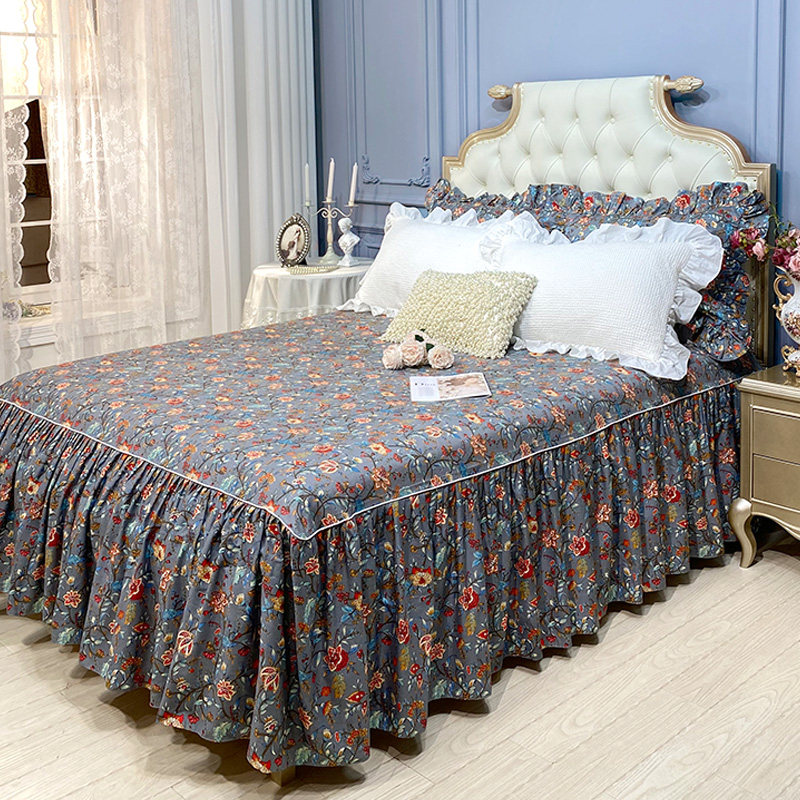 纯棉床裙单件床罩裙式三件套新款全棉床单美式复古田园风,床上用品,床裙,淘宝优惠券,粉丝福利购,淘宝优惠卷