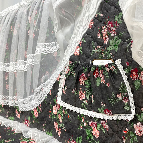 2021复古碎花布艺公主床头罩蕾丝床头套靠背防尘保护皮床头田园