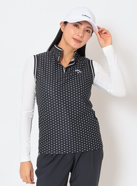 日本26春夏款Callaway卡拉威女士高尔夫服装遮热网眼印花条纹长袖