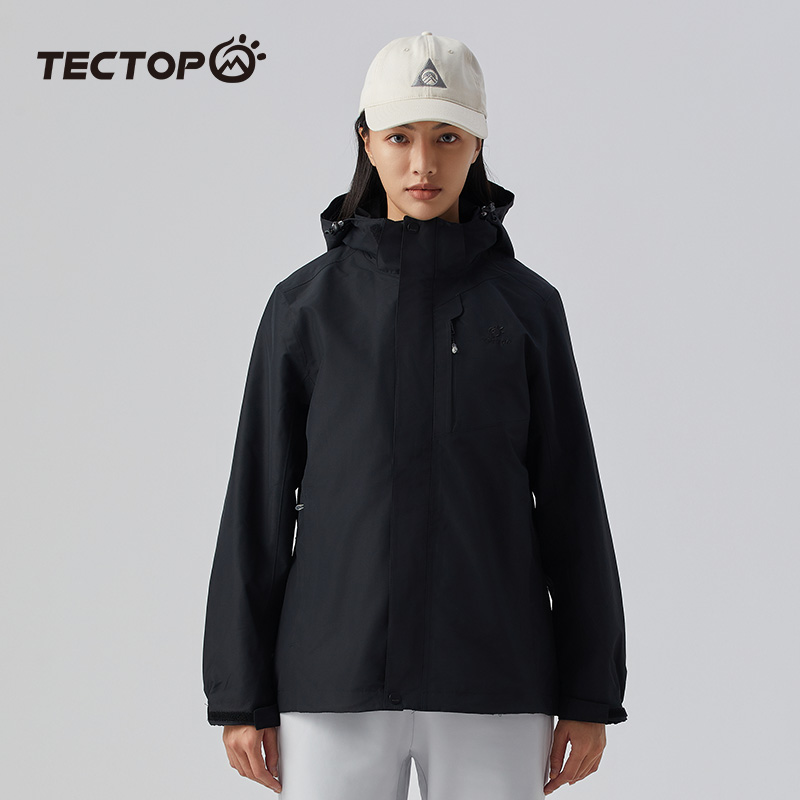 TECTOP冲锋衣女三合一户外耐磨抓绒内胆防风保暖防寒服滑雪服外套