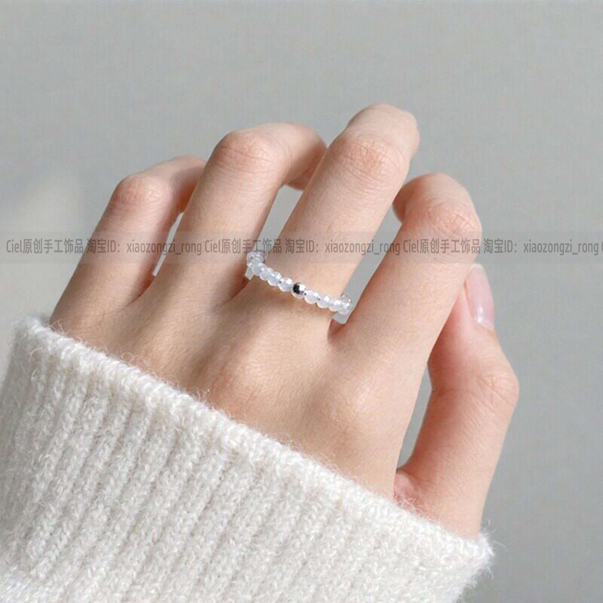 ciel天然海蓝宝戒指2mm三月
