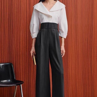 高密棉翻领撞色阔腿连体裤 新款 女1C36102030 2026春季 商场同款