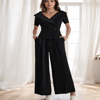 商场同款高端定制解构翻领连体服