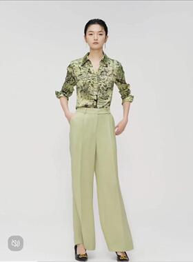 商场同款2025年春季新款印花设计感桑蚕丝长袖衬衫女XE00718G2