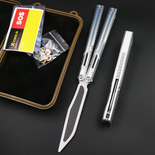 倪克斯 7系铝柄 音簧配重 玻璃音清脆悦耳 蝴蝶刀练习刀未开刃