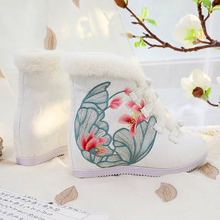 老北京绣花女棉鞋民族风刺绣国风内增高加绒汉服鞋搭配马面裙鞋子