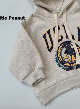 自制 UCLA连帽薄绒休闲舒适卫衣 洋气印花 男孩女孩中性童装冬款