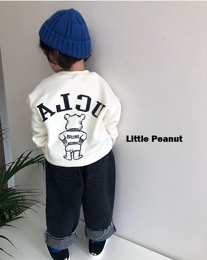 自制 前后印花ucla小熊圆领宽松套头卫衣 男宝女宝中性童装薄绒款