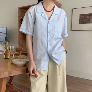 宽松百搭上衣开衫 BORAN帛然通勤时髦短袖 新款 夏季 女7075S 衬衫