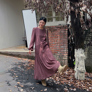 BORAN帛然2025年秋季新款韩版chic简约气质长款连衣裙女N2D3166LQ