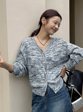 BORAN帛然2025秋季新款休闲百搭长袖针织开衫V领显瘦外套女8193S