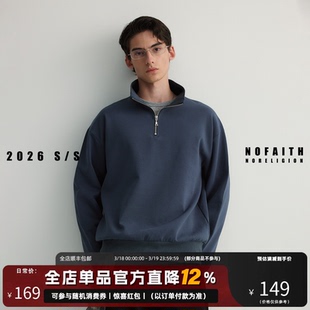 NOFAITH羊毛莫代尔空气层半拉链套头卫衣男春季新品老钱宽松上衣