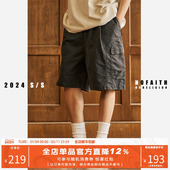 男夏日系复古多口袋潮流宽松休闲五分裤 NOFAITH水洗做旧工装 短裤