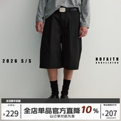 宽松休闲七分裤 复古百搭直筒短款 无信仰 男夏季 NOFAITH纯色休闲裤