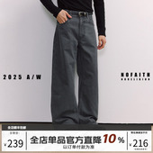 直筒裤 NOFAITH水洗做旧复古微喇牛仔裤 宽松休闲长裤 新品 男26春季