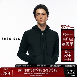 NOFAITH双拉链廓形连帽卫衣开衫外套男秋新款插肩袖短款休闲上衣