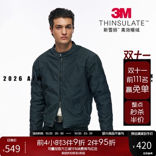 NOFAITH复古短款水洗机车3M新雪丽棉服cleanfit秋冬外套男W6361
