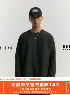 NOFAITH重磅280G竹节棉纯色长袖t恤男秋季宽松圆领打底衫休闲上衣