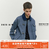 NOFAITH重磅纯棉飞机扣甲板服外套男宽松休闲消防员夹克上衣25FW