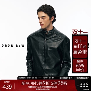NOFAITH立领机车服短宽pu皮夹克外套男秋冬防风耐磨上衣休闲皮衣