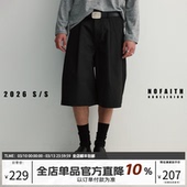 宽松休闲七分裤 复古百搭直筒短款 无信仰 男夏季 NOFAITH纯色休闲裤