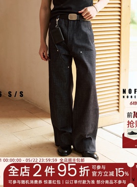 NOFAITH重磅12.5oz帆布原色牛仔裤男宽松BO1双膝直筒伐木裤NK6106