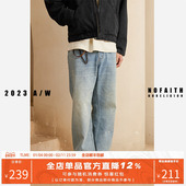 子男无信仰01 NOFAITH水洗蓝色牛仔裤 男517微喇做旧日系复古裤