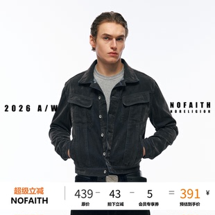 NOFAITH重磅植绒风暴101J短款翻领牛仔夹克男休闲工装外套W6341
