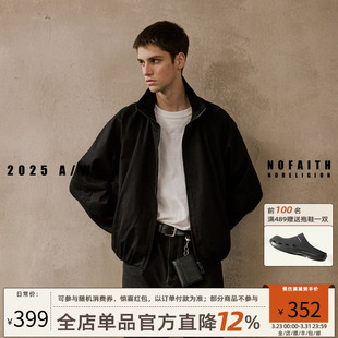 NOFAITH黑色立领夹克外套男秋季 宽松休闲通勤松弛感row风上衣潮牌