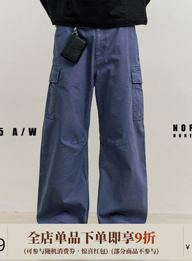 NOFAITH水洗做旧弯刀工装裤男宽松百搭直筒法工裤休闲长裤潮25FW