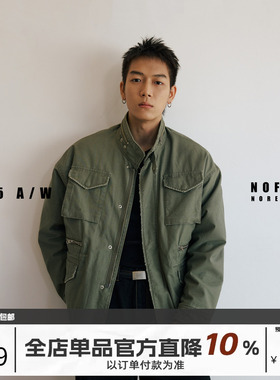 NOFAITH横断竹节棉高密羊羔绒M65立领夹克男复古宽松休闲工装外套