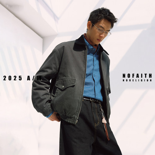 NOFAITH水洗牛皮皮领拼接双面夹克男冬短款50羊毛雪花呢休闲外套