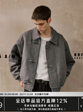 NOFAITH重磅600G消防员毛呢夹克男秋冬宽松休闲飞机扣50羊毛上衣
