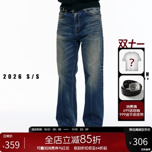 NOFAITH多水洗做旧复古直筒牛仔裤男14.2oz纯棉vintage休闲长裤