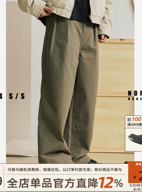 NOFAITH日系复古休闲裤男秋季新款宽松百搭直筒裤潮牌阔腿工装裤