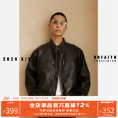 NOFAITH日系复古做旧皮衣外套男秋冬宽松防风休闲潮牌情侣皮夹克
