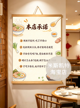 本店承诺不要催菜中餐厅温馨提示餐饮面馆氛围布置墙面海报挂画