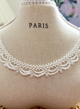 手工编织锁骨链蕾丝项链