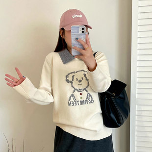 polo领毛衣2025冬季新款200斤胖mm加大码休闲宽松减龄提花针织衫