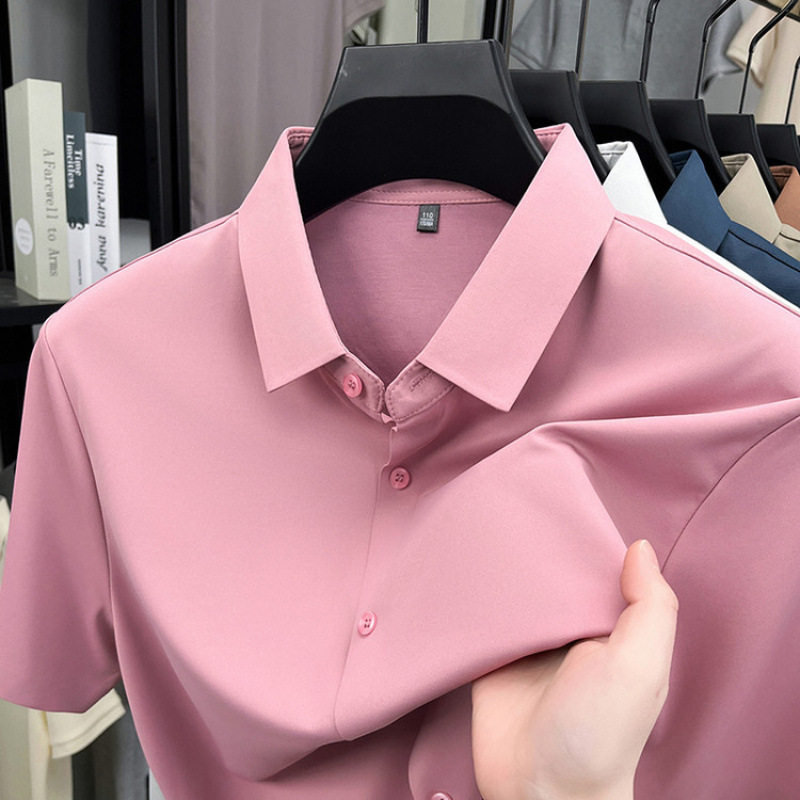 夏装喜爸爸婚宴装衬衫男短袖中年喜公公代东婚礼礼服抗皱宽松衬衣
