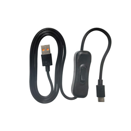 USB-A转Type-C带开关数据线5V供电线带船型开关电源线免拔插断电