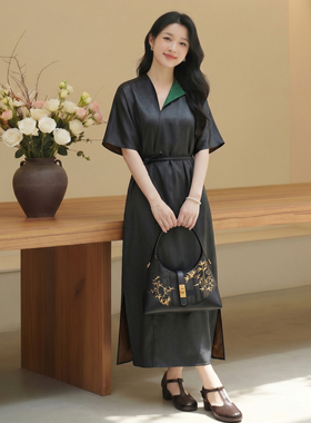 【 砚风集】260604Q新中式复古夏季女士宽松显瘦连衣裙
