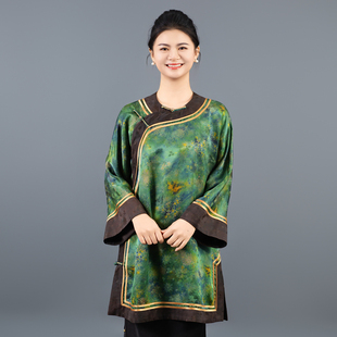 【蝶舞绚丽】香云纱重锻印花 前喷 新中式国风太太服 简约百搭